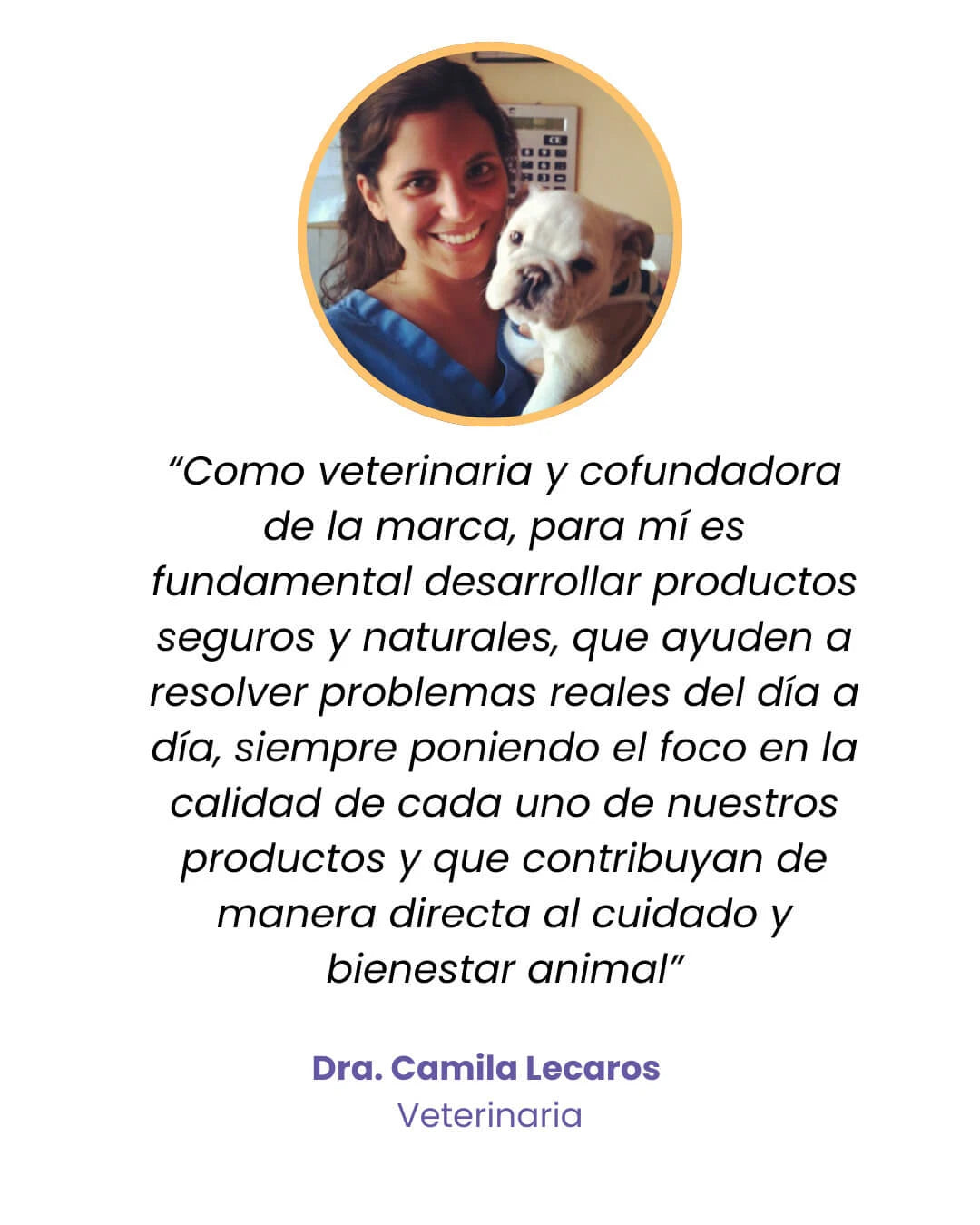 Testimonio veterinario de Camila Lecaros sobre productos PetMyPet para el cuidado animal | petmypet.cl